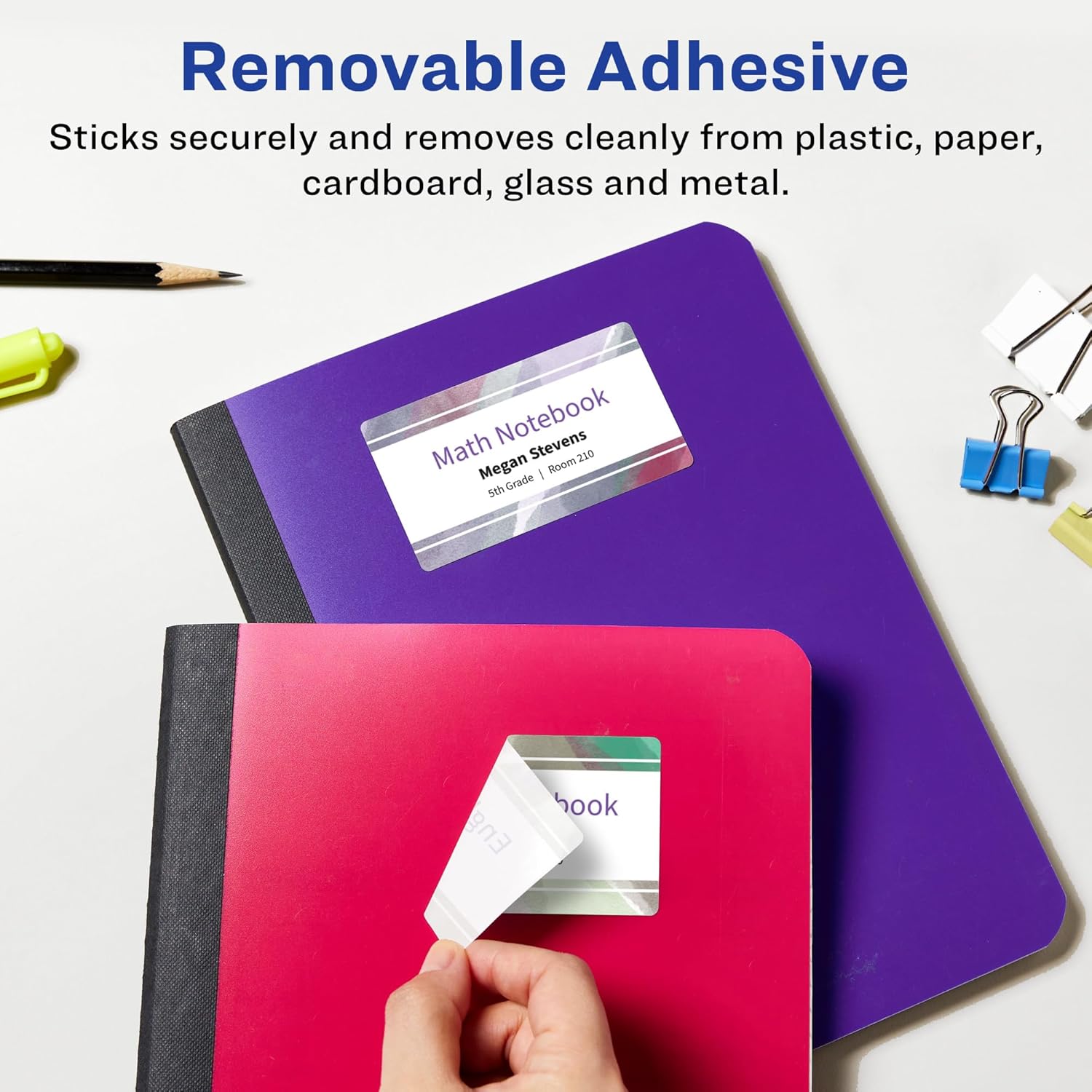 Avery Matte White Removable Rectangle Labels, Sure Feed Technology, Print-to-The-Edge, 2" x 3", 400 Removable Labels, Laser/Inkjet Printable