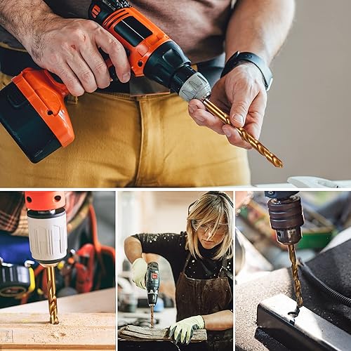 Miniatura 6 de Juego de 25 brocas de acero de alta velocidad, juego de brocas duraderas con estuche de almacenamiento para acero, madera, plástico, chapa metálica