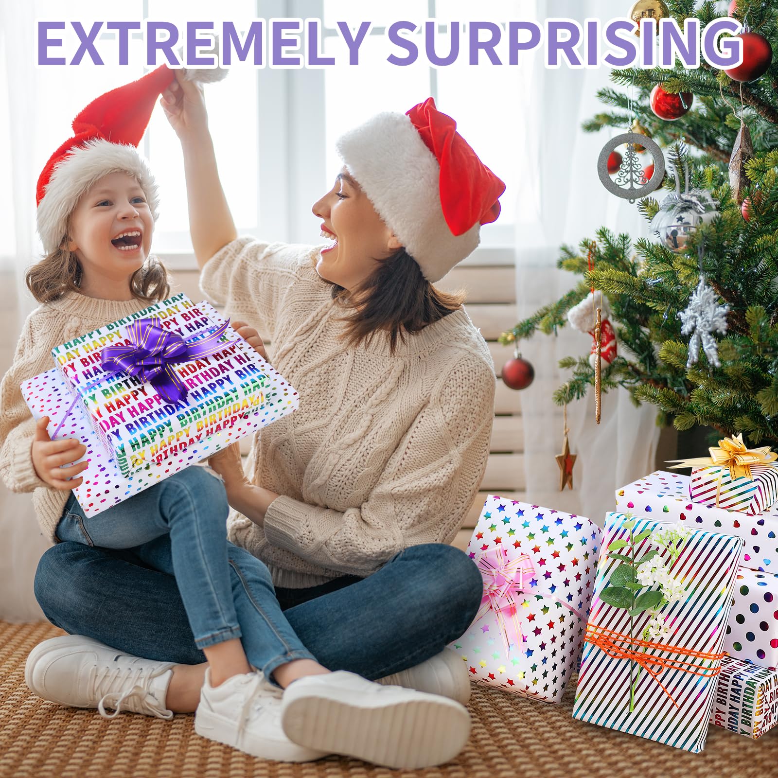cuskena Geschenkpapier-Set, 6 Rollen – 43,2 x 304,8 cm pro Rolle – verschiedene Designs und Farben, bedrucktes Seidenpapier, Geschenkboxen, buntes Folienpapier (mehrfarbig)