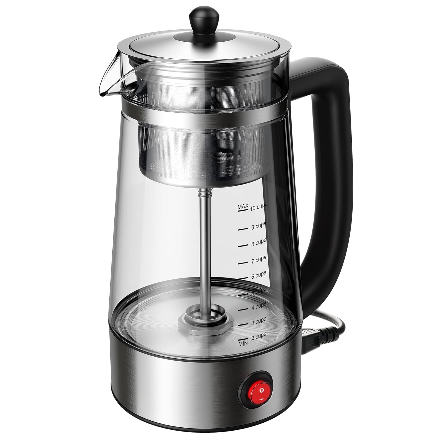 Percolator Coffee Pot Electric 10 Cup Automatic Keep Warm Stainless Steel Basket Cool-Touch Handle