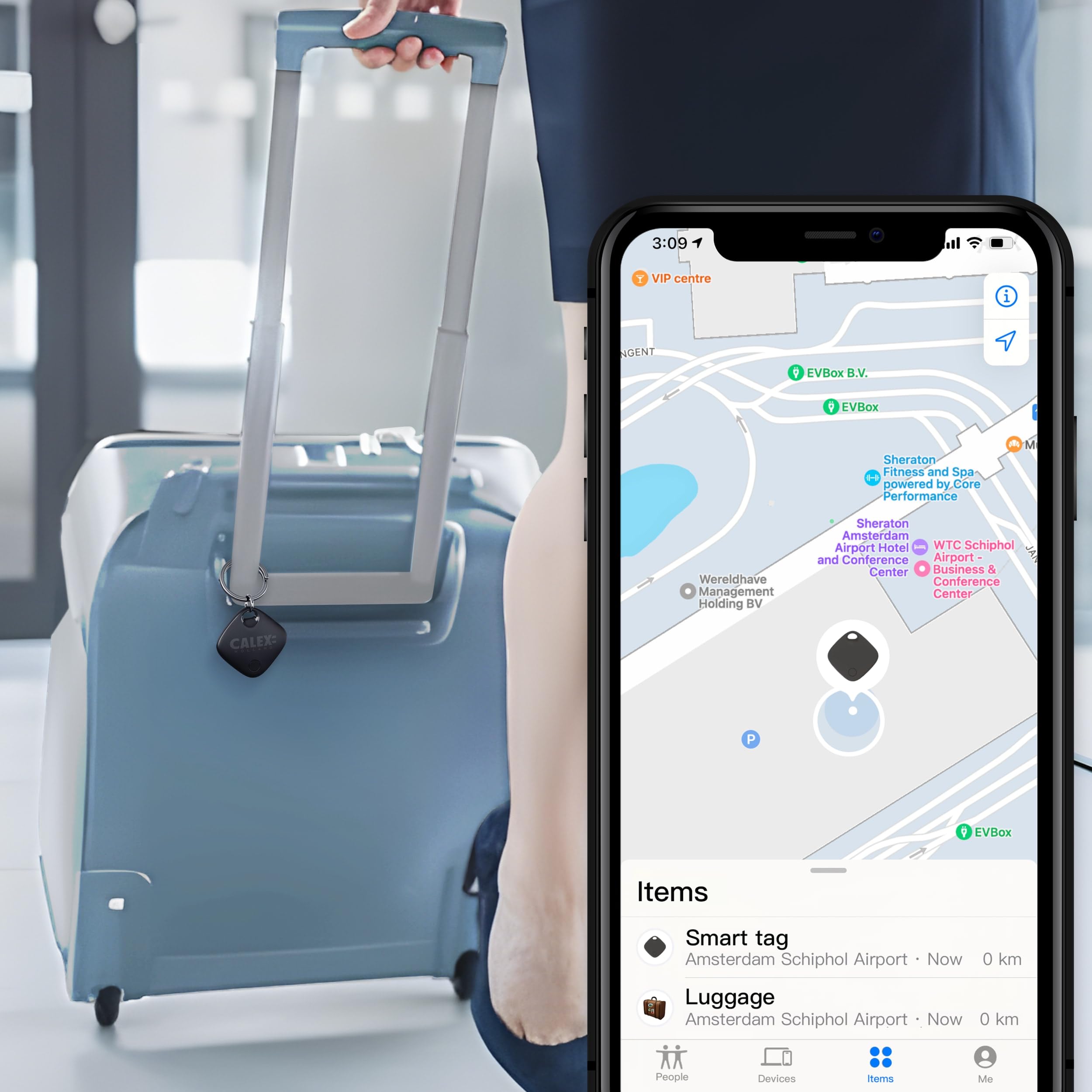 Calex Smart Tag - Lot de 3 - Compatible avec la Fonction de localisation Apple Find My, Suivi de Clés, Tracker Bluetooth avec Notification Sonore pour Fonction de Recherche