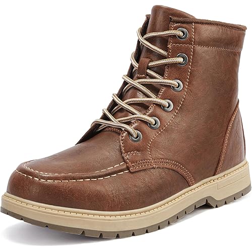 CAMEL CROWN Men's Work Boots Soft Toe Work Shoes Industrial Construction Boots Comfortable Water Resistant Casual Boots with Moc Toe Rubber Sole