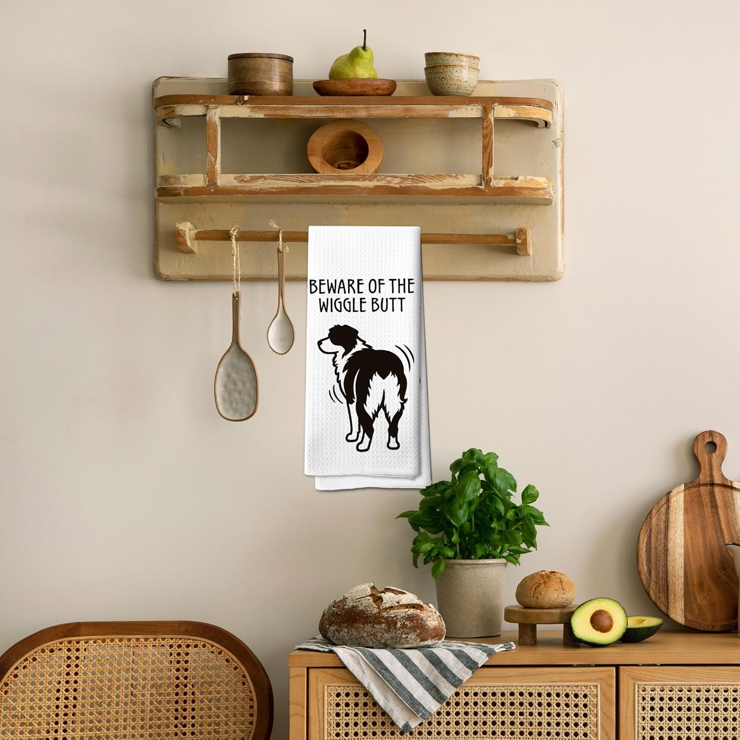 Funny Australian Shepherd Kitchen Towel, Funny Kitchen Decor, Australian Shepherd Gifts for DogLovers Women, Dog Decorative Waffle Weave Kitchen Towels Tea Towel Dish Towels 16x24 Inch - Image 5