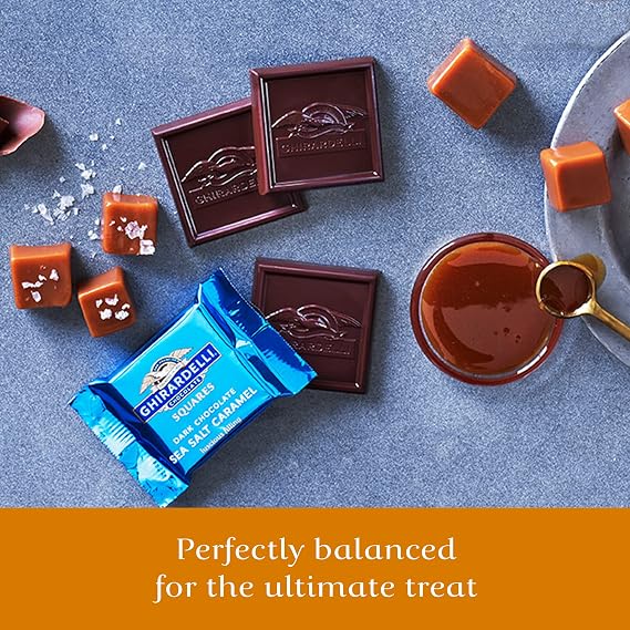 Ghirardelli Dark and Caramel Sea Salt, Chocolate Squares, 5.32 Ounce (Pack of 1)