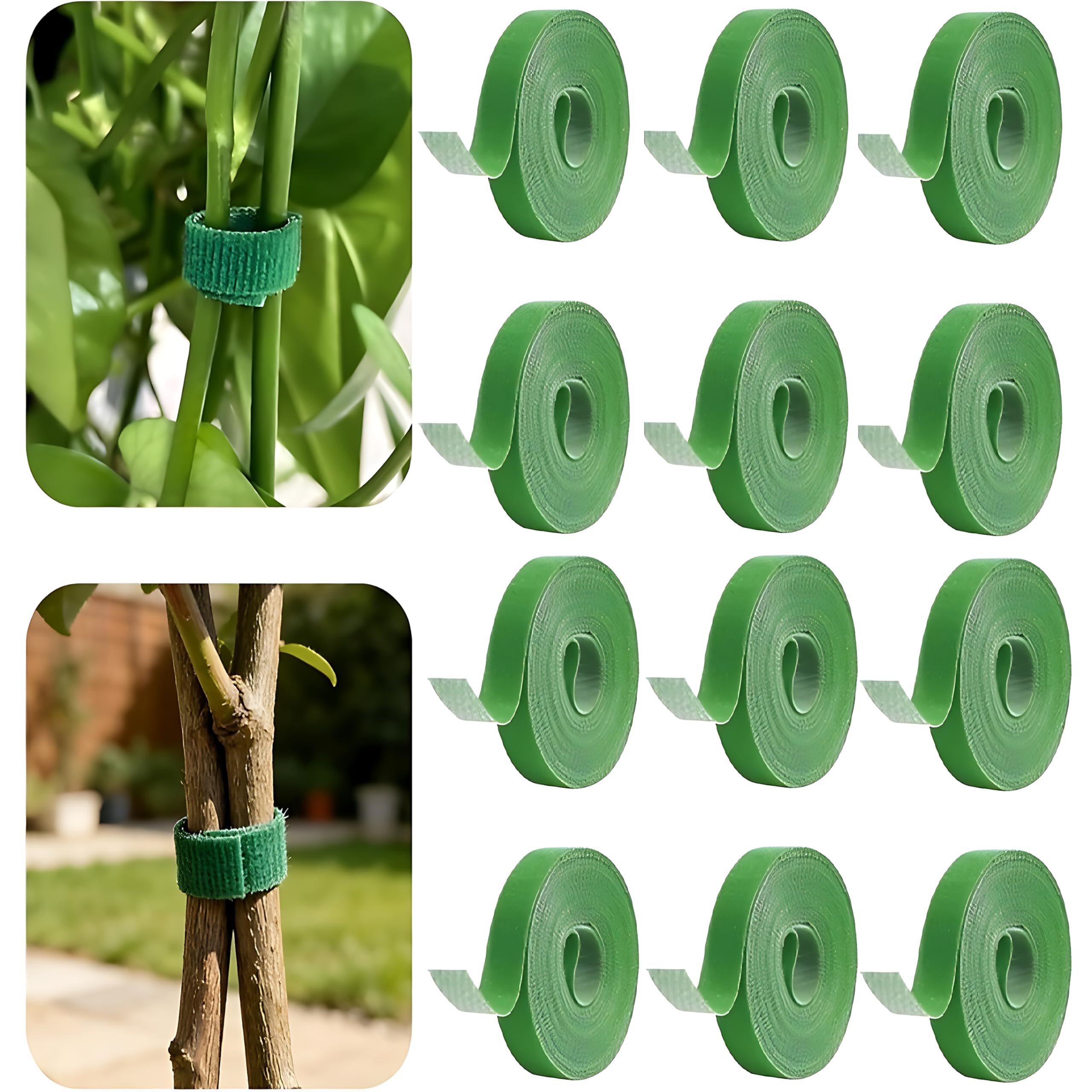 Strong Plant Ties Strap | Plant Supports for Growing | Support Tie Tape for Gardening | Grips are Reusable and Adjustable | Wire Organiser | Cut-to-Length, (12-Rolls x 100cm), Green-image-20