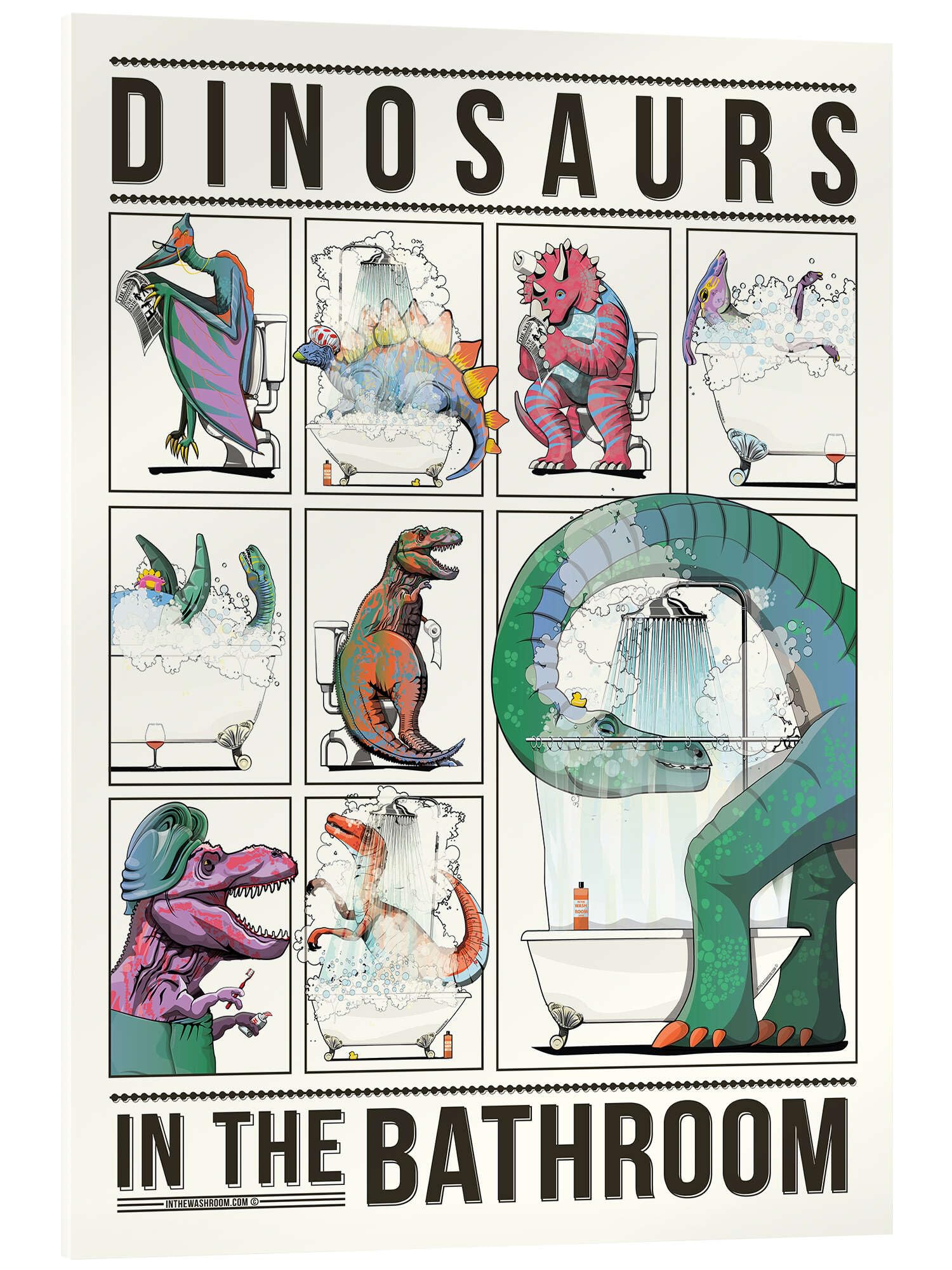 Posterlounge Dinosaurier im Badezimmer Acrylglasbild