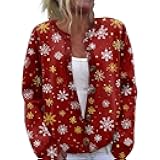 Womens Christmas Casual Lightweight Long Sleeve Open Front Cardigan Sweaters