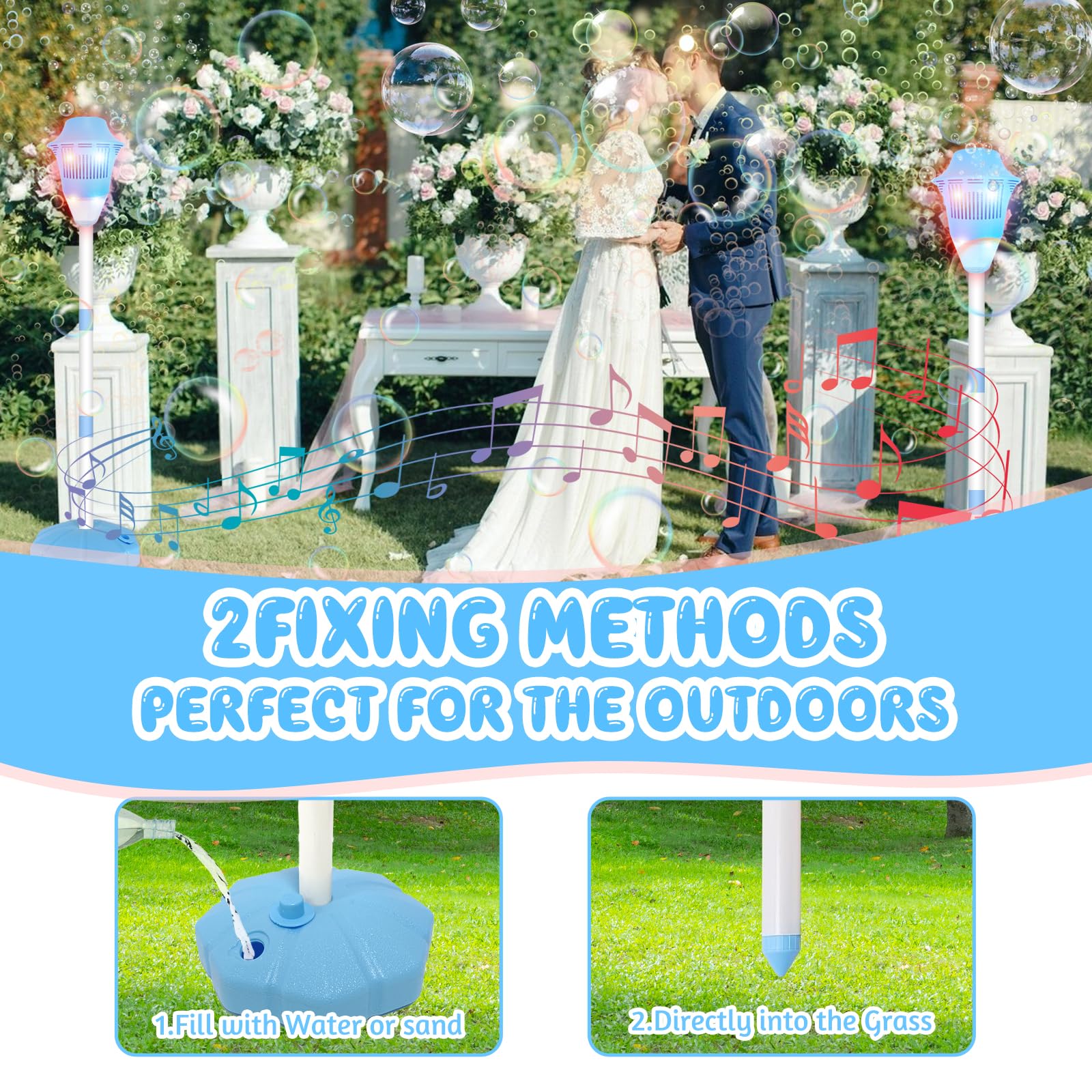 Lampe De La Machine À Bulles D'Air, Machine À Bulles Rechargeable Avec Lumières Et Musique Lampe À Bulles De Jardin De 47 Pouces À Hauteur Réglable Machines À Bulles Pour Le Mariage