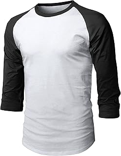 Mens Vintage Baseball Raglan 3/4 Sleeve Plain Casual Tee Basic Active T Shirts