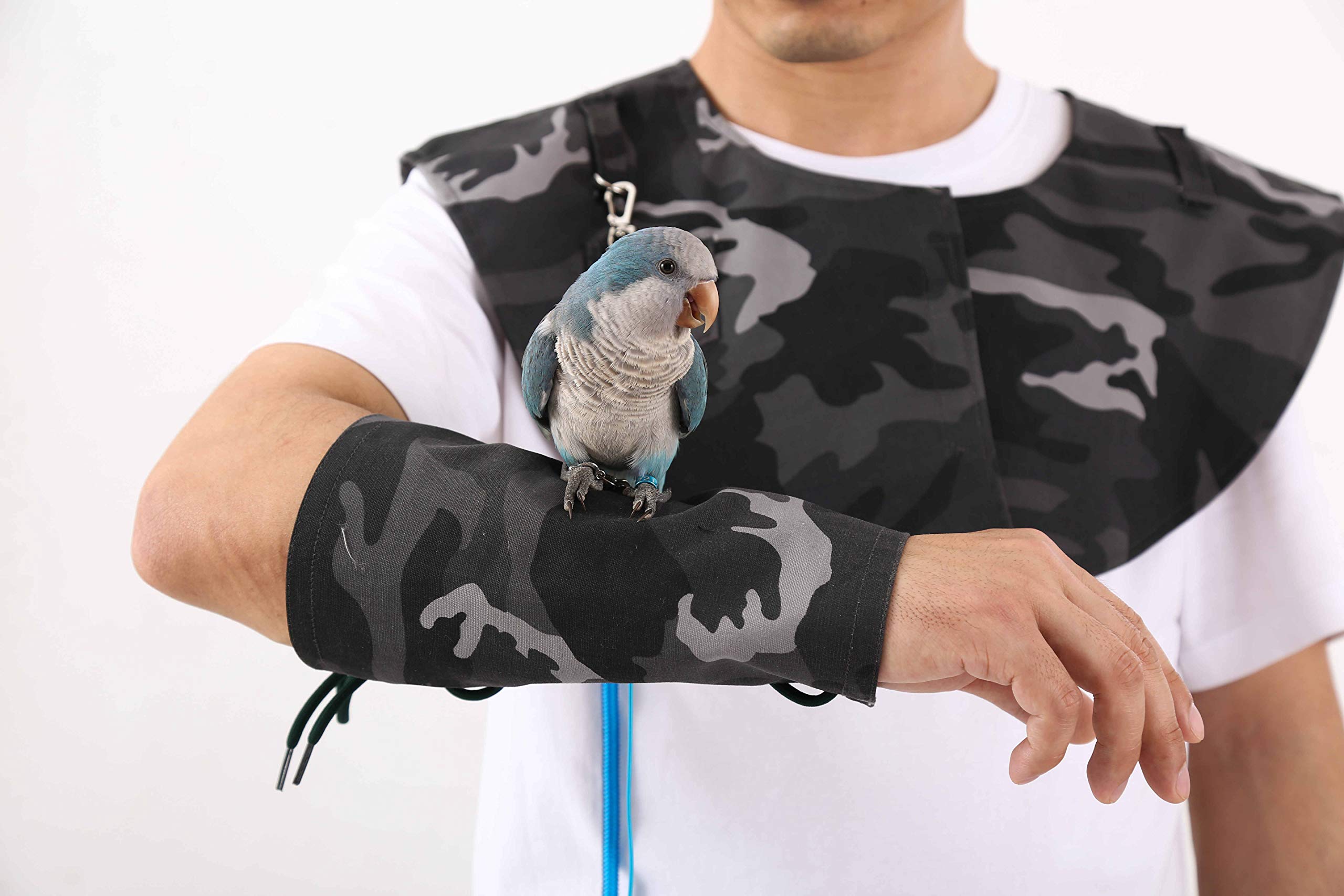 KUSO - Cavigliera anti-graffio per pappagallo, per animali domestici, multifunzione, per piccoli e medi (piccolo, grigio antigraffio per la spalla)