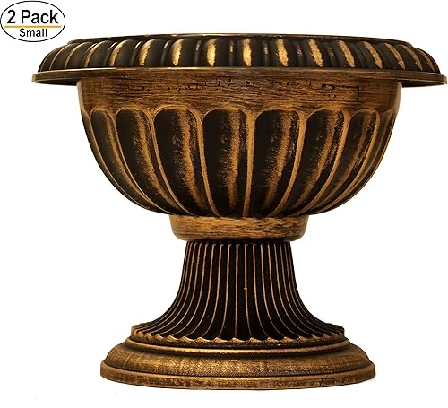 Miniatura 3 de Maceta de urna elegante con aspecto rústico (2 unidades) maceta para uso en interiores y exteriores con base ancha para jardín, patio, oficina,