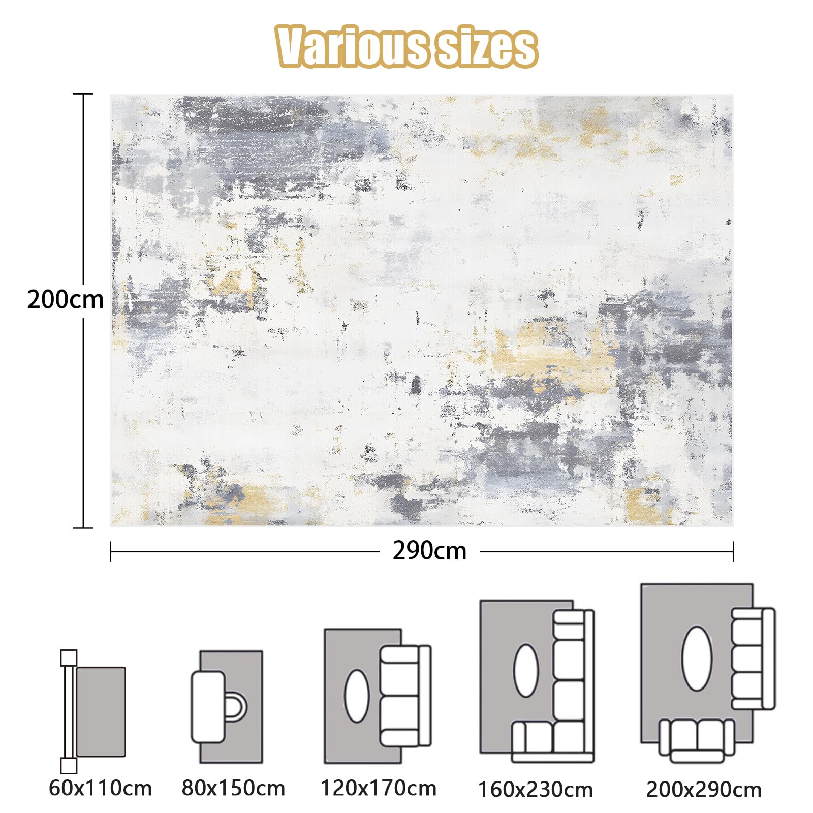 Alishomtll Living Room Area Rugs 160x230cm Anti Slip Soft White
