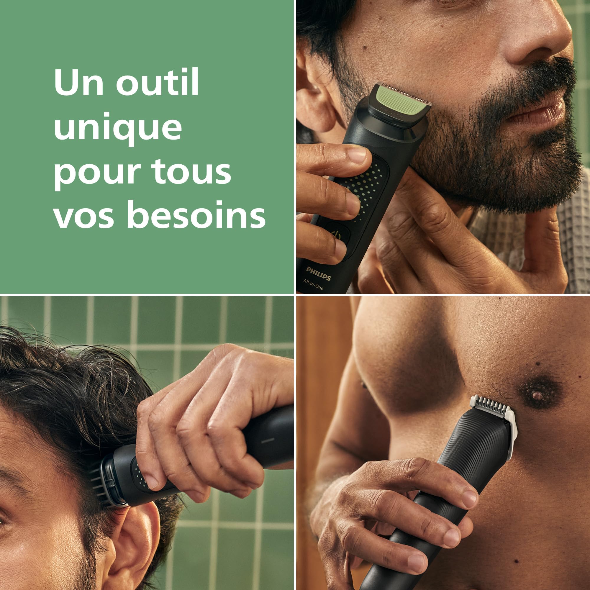 Philips Multigroom série 3000 Tondeuse tout-en-un 9 accessoires barbe cheveux corps Lames auto-affûtées 12 hauteurs coupe MG3946/15
