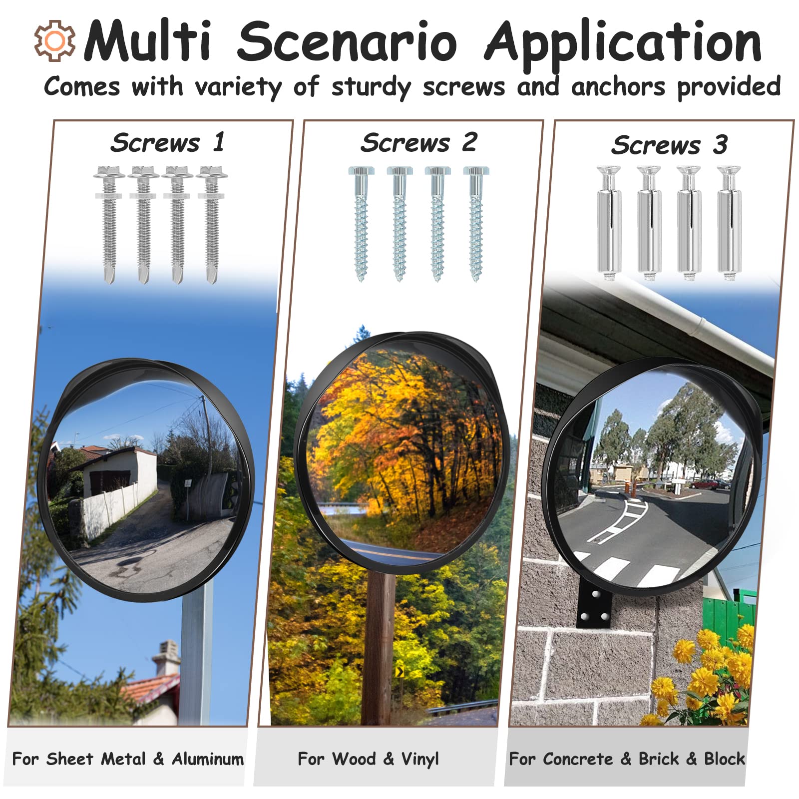 Miroir Convexe De Sécurité 30 Cm Pour Garage Ou Allée - Support Réglable, Grand Angle - Anti-angle Mort