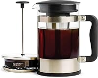 Vista 1 de Cafetera 2 en 1, prepara café de prensa francesa y café frío en una cafetera, mango de agarre cómodo, jarra de vidrio duradera, tamaño perfecto de 6