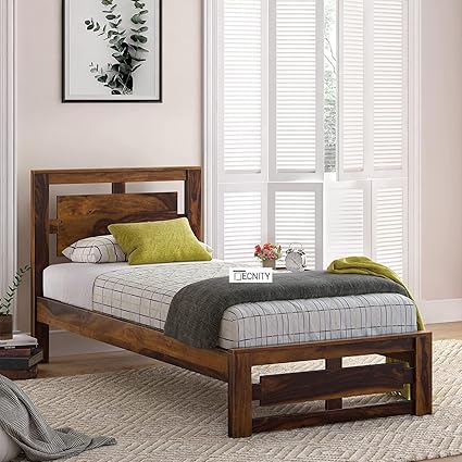 DECNITY Koiul Single Sheesham Wood Bed for Bedroom | Sheesham Wood Bed | Solid Wood Bed | Bed for Home | Bed Without Storage| Single Size Bed | Bed for Living Room | Bedroom Furniture | Wooden Bed