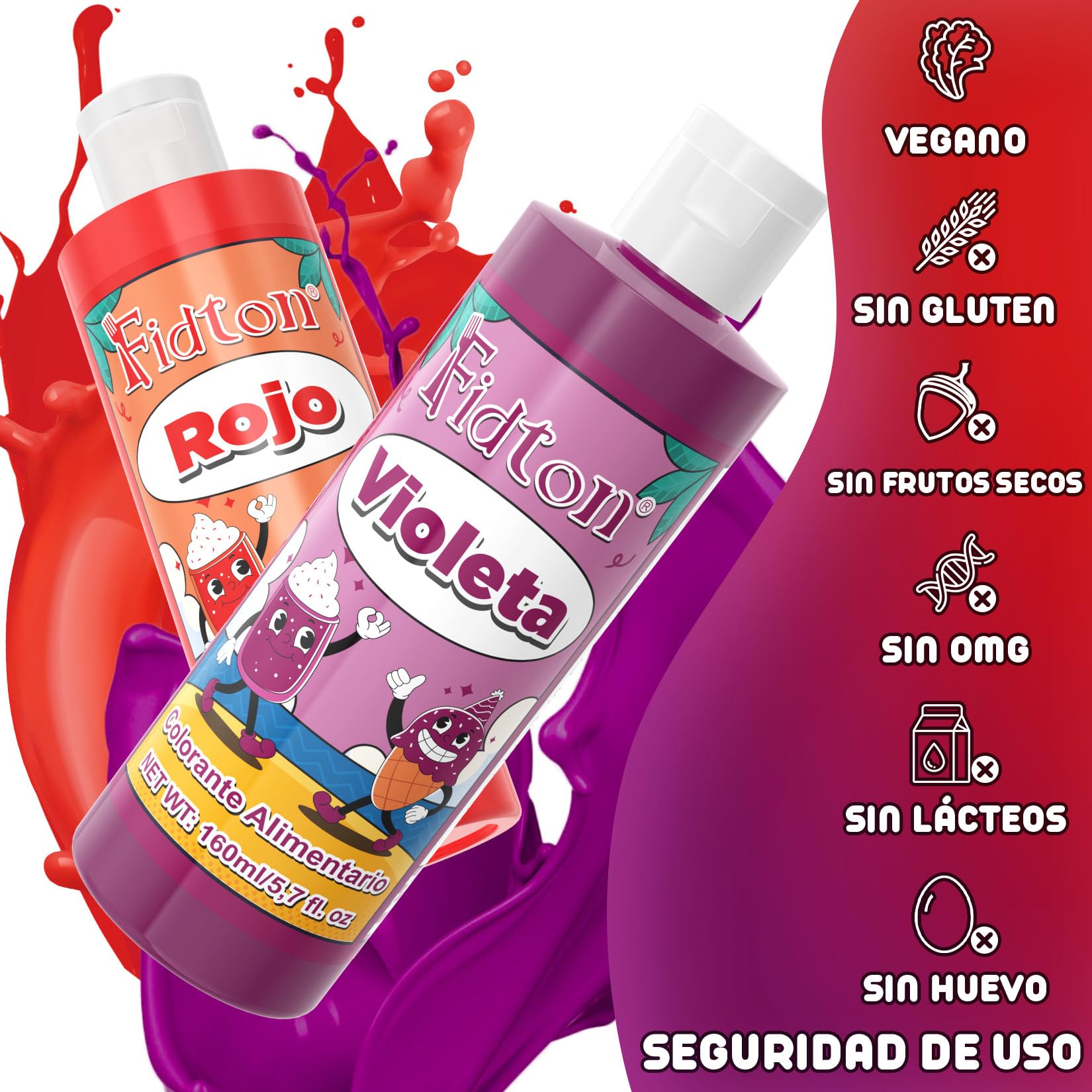 Colorante Alimentario 160ml - Gran Capacidad Colorantes Alimentarios Reposteria Altamente Concentrado para Decoración de Pasteles, Colorante Alimenticio para Fondant Colores, Macarrone, Donuts - Rojo — view 3