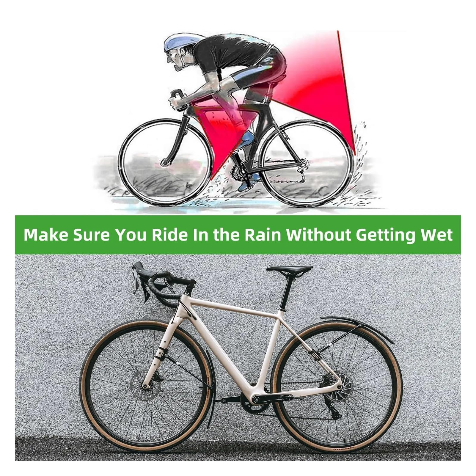 Fahrradkotflügel, Schnellspanner, Rennrad-Schutzblech for 700C-Reifen, Hinten Oder Vorne, Fahrrad-Schlammwasserschutz