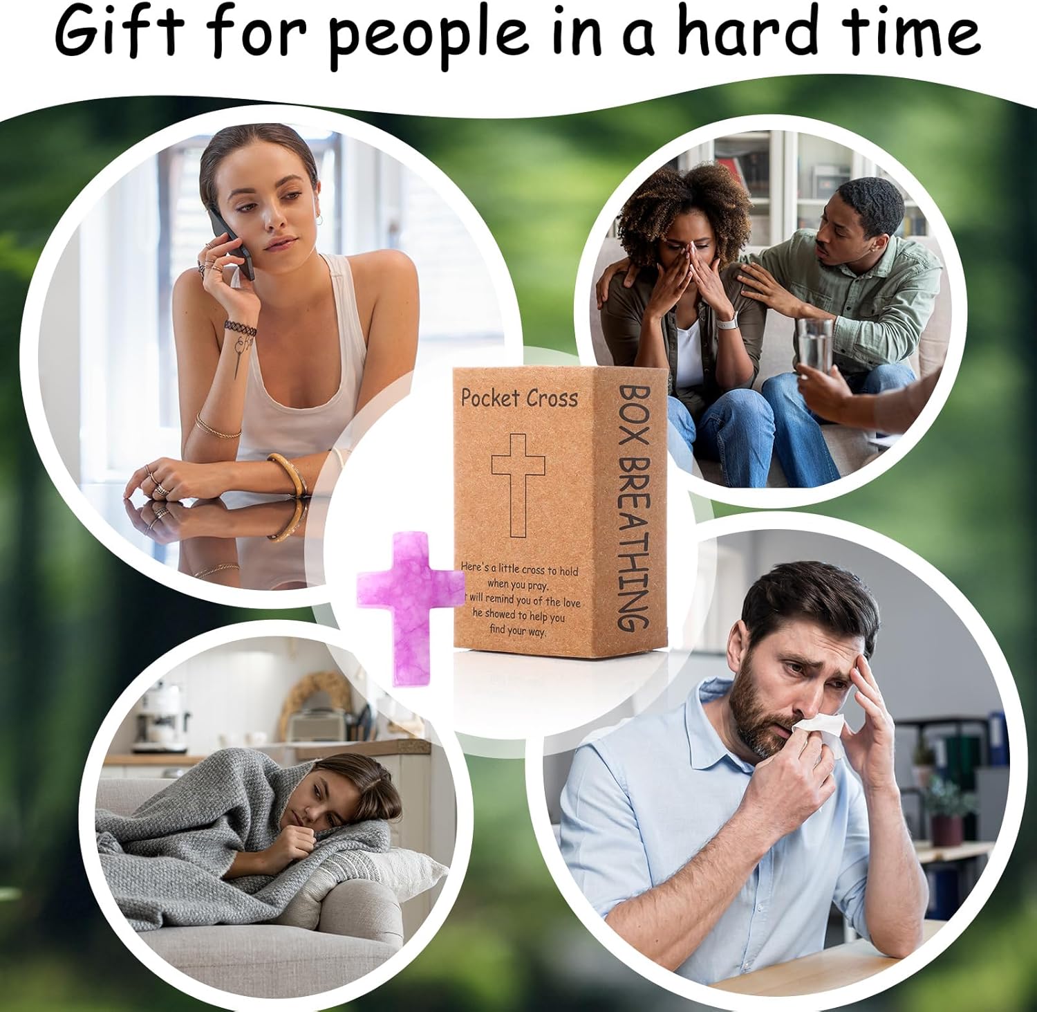 Liliaafar 50 Set Pocket Cross Bulk Christian Religious Gifts Pocket Hug Token with Boxes Natural Crystals Small Mini Stone Cross Charm for Prayers Faith Reminder Baptism Inspirational Gifts