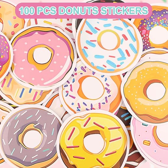 32 Pcs Donut Party Favors Bulk Donut Spiral Notepads with Pens Stickers