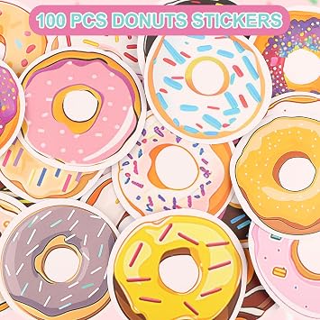 32 Pcs Donut Party Favors Bulk Donut Spiral Notepads with Pens Stickers