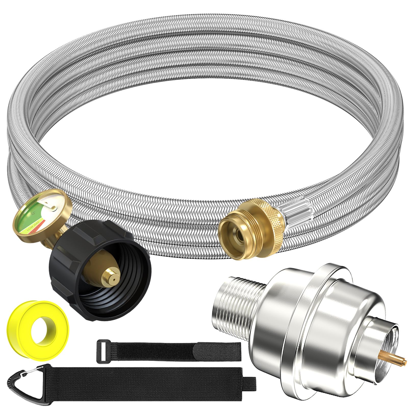 NQN 10FT Stainless Braided Propane Adapter Hose