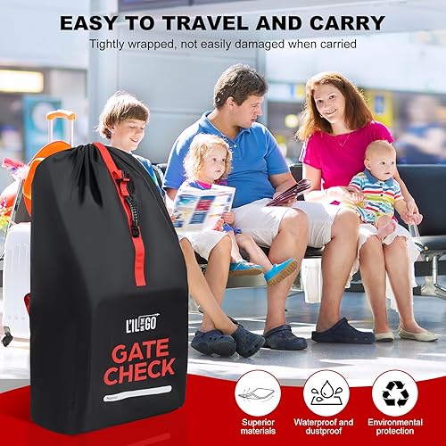 Miniatura 3 de LI'L ON THE GO Bolsa de cheques para cochecitos individuales y dobles, bolsa de cochecito para avión - Bolsa grande para cochecito de viaje de aire