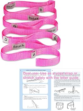 Stretching Strap,Non-Elastic Yoga Straps Stretch Band with Letters & Remarks10 Loops for Physical Therapy,Exercise, Pilates, Dance,Gymnastics