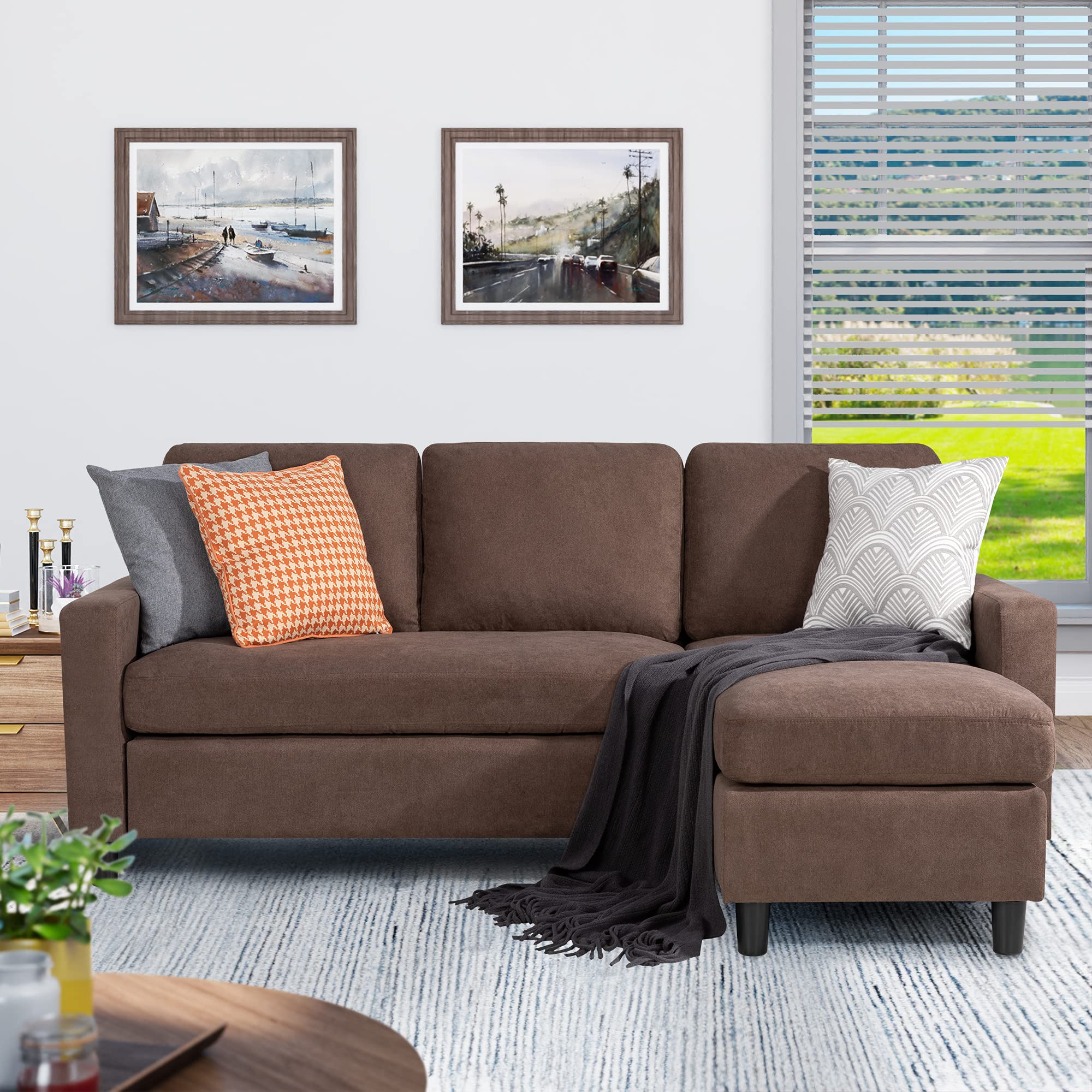 Buy JAMFLY Convertible Sectional Sofa Couch, 3seat LShaped Wide