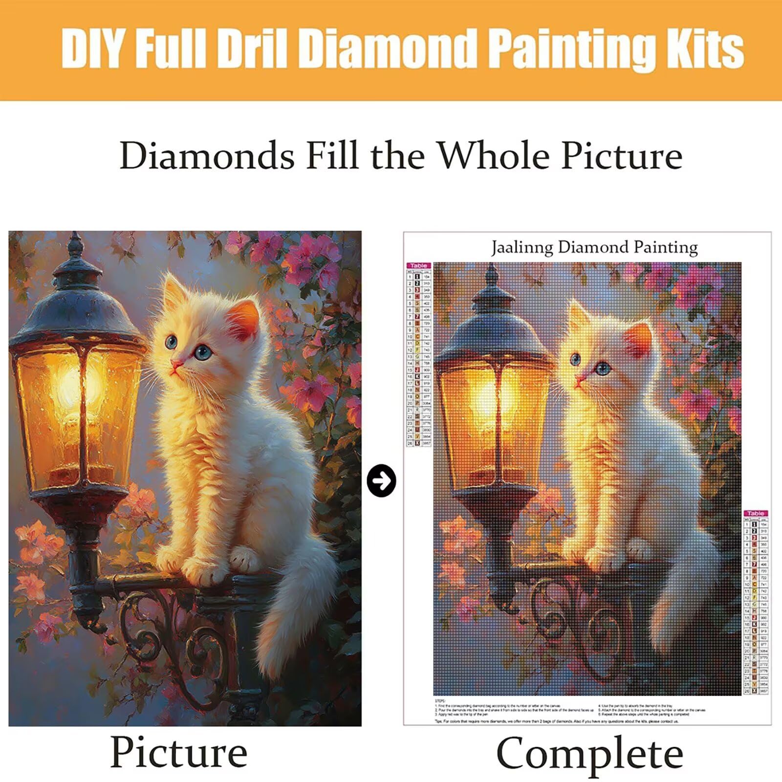 Diamond Painting Kit Completo, Diamond Painting Gatto, 5D Quadrato Pittura Diamante Kit Manualidades Adultos DIY Diamantini Crystal Art Disegni Ricamo Punto Croce Artigianale, 80x100cm Animale j0-705