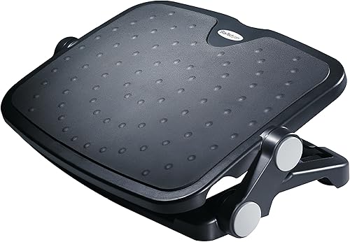 StarTech.com Reposapiés para debajo del escritorio, 18 x 14 pulgadas, altura y ángulo ajustables, taburete para pies, reposapiés para escritorio,