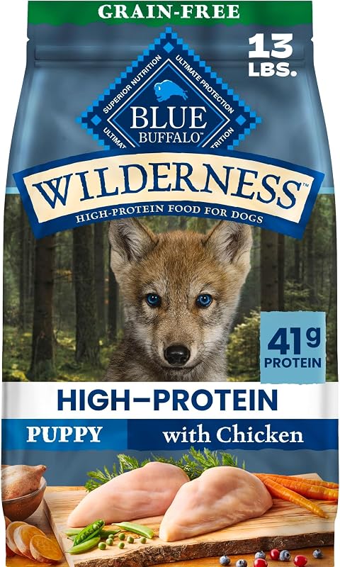 Ração seca liofilizada para filhotes Blue Buffalo Wilderness com frango, sem grãos, 5,9 kg