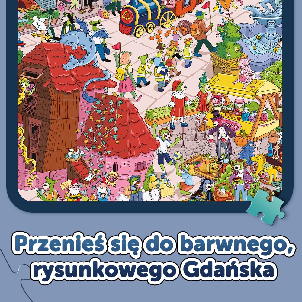 Trefl - Puzzle Spy Guy Lost Items: Gdańsk, Polska - 500 Elementów, Zostań Detektywem i Znajdź 20 Różnic, Zagubione Przedmioty, Kreatywna Rozrywka dla Dorosłych i Dzieci od 10 Lat