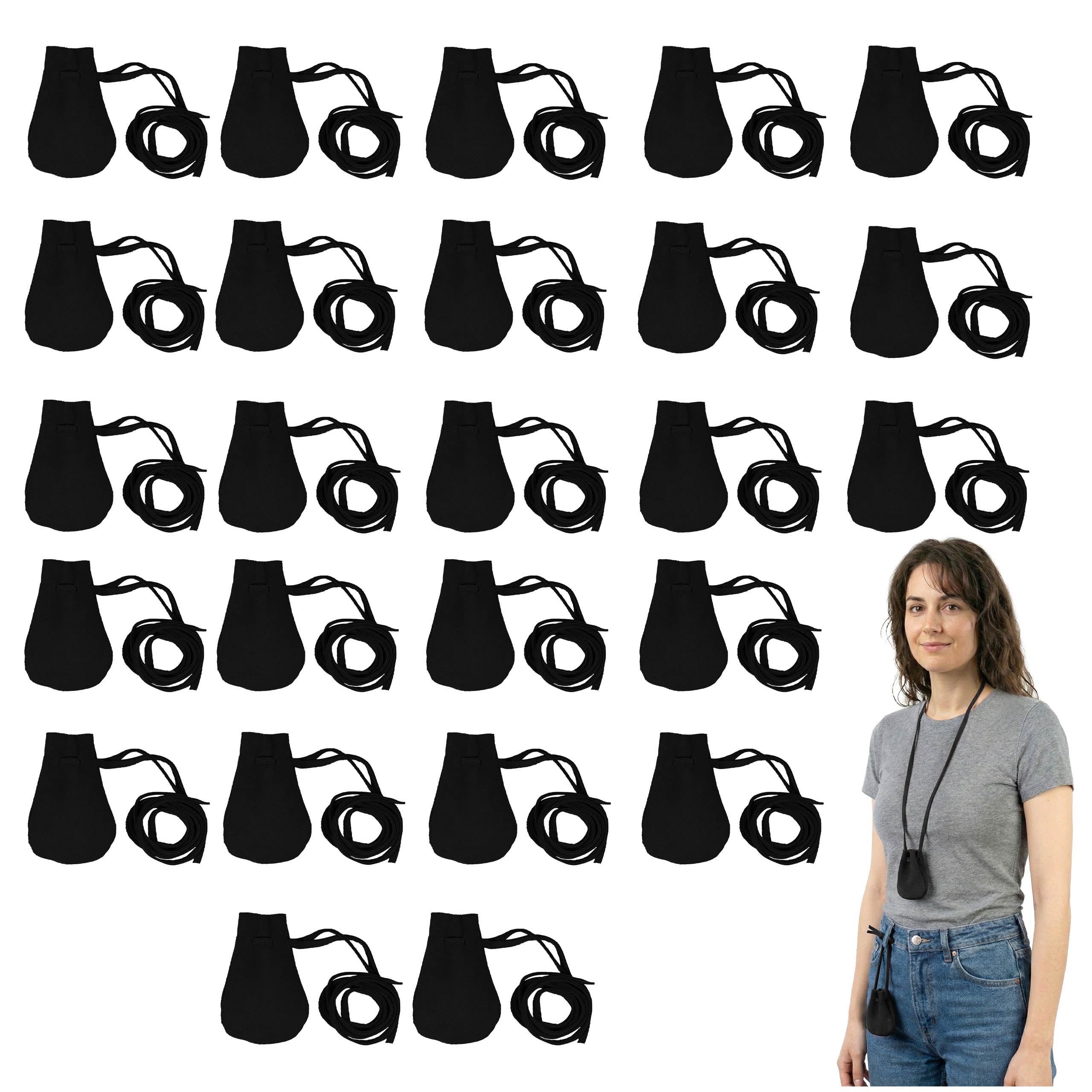 Mythrojan Pack of 25 Small Trinket Pouches Suede Leather Drawstring Coin &amp; Dice Bags for LARP, SCA, Viking &amp; Medieval Events, Color : Black