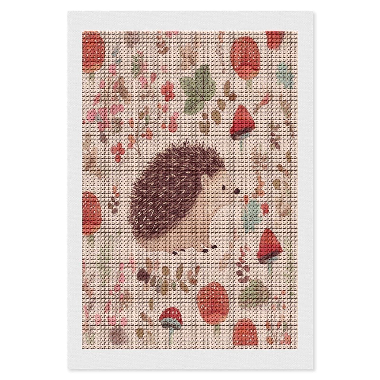 FodPand Lovely Hedgehog Diamond Painting Kit for Beginner Fun 5D DIY Crafts for Adults Diamond Art Kits Square Diamond Art Canvas Painting Gem Art Crafts for Home Wall Decor 8"x12"