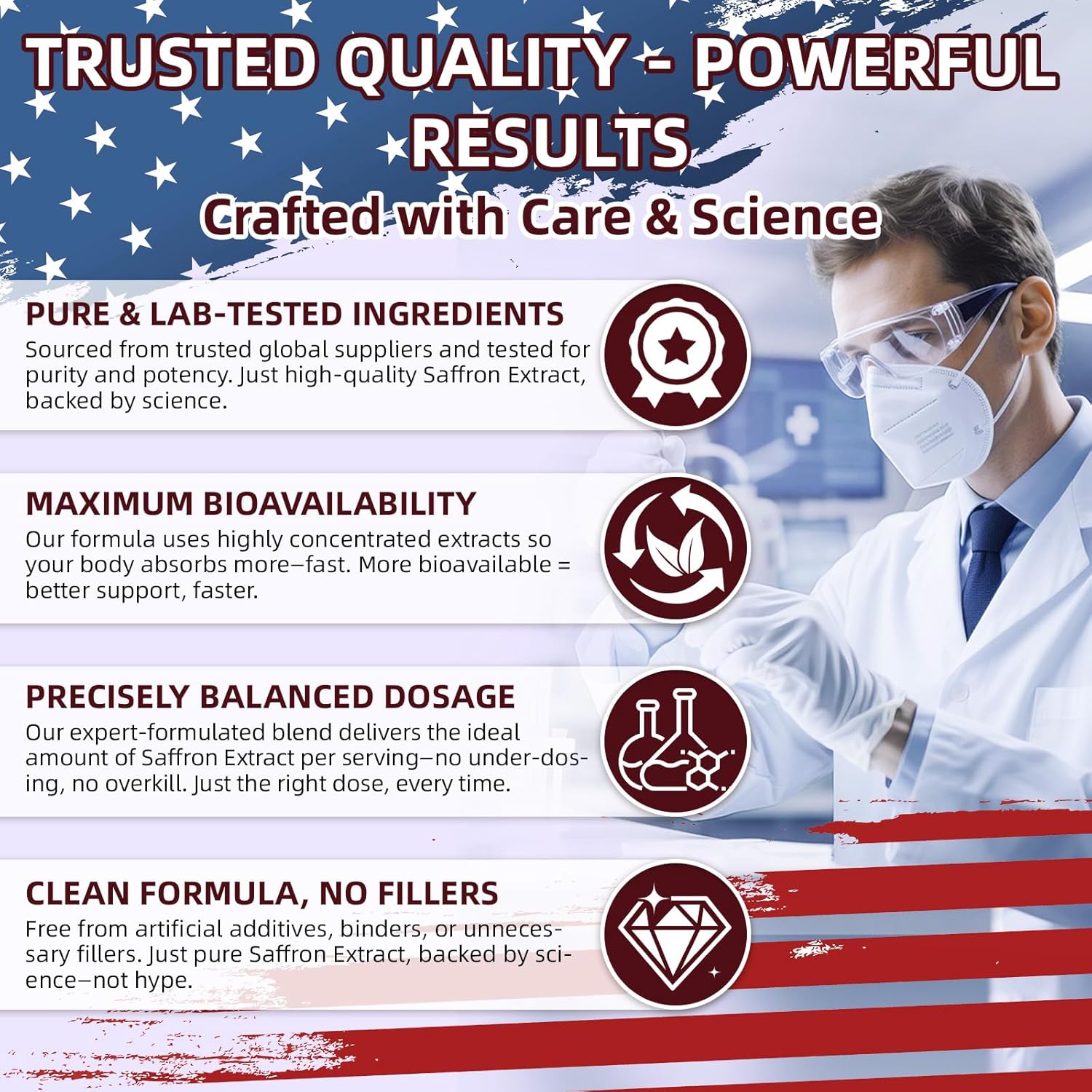 Organic Saffron Capsules - 88.5mg Standardized Saffron Extract with L-Theanine & Folate - Non-GMO 50 Vegan Capsules