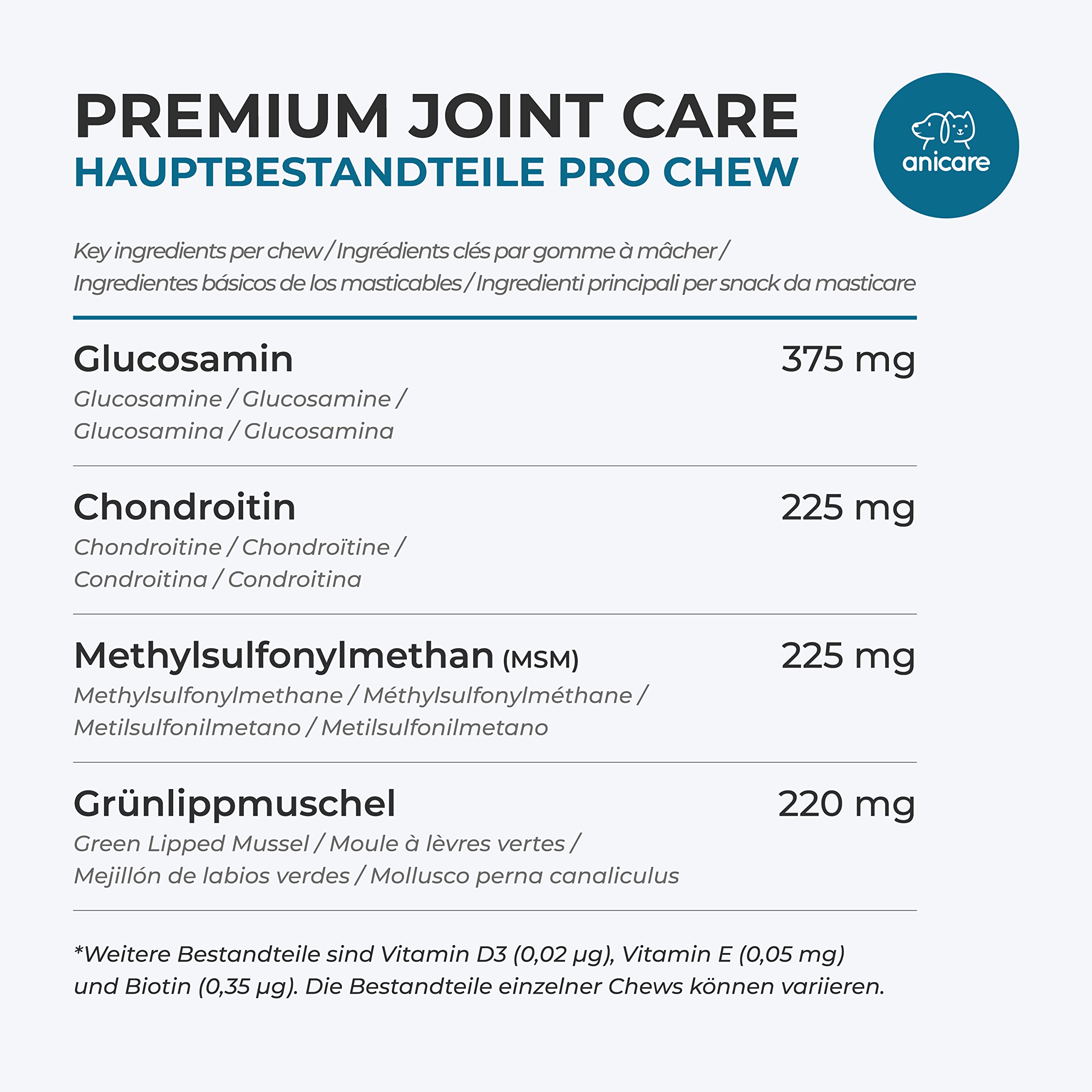 Anicare Premium Joint Care - Hochkonzentrierte Chews für Hunde, die Gelenktabletten ablehnen! Mit Glucosamin, Chondroitin, MSM und Grünlippmuschel