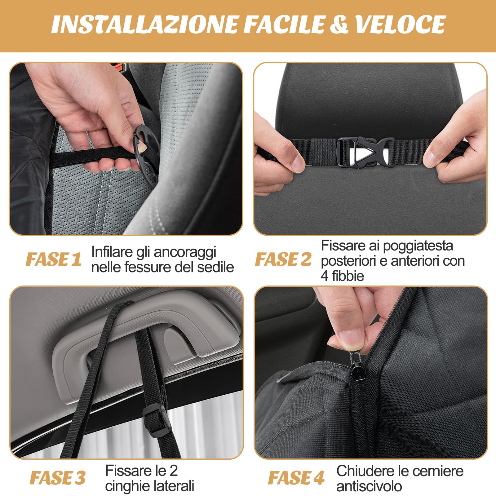 Coprisedile Auto Per Cani Impermeabile E Antigraffio - Telo Protettivo 135x146cm Per SUV E Auto Con Ancoraggi - Foto 2