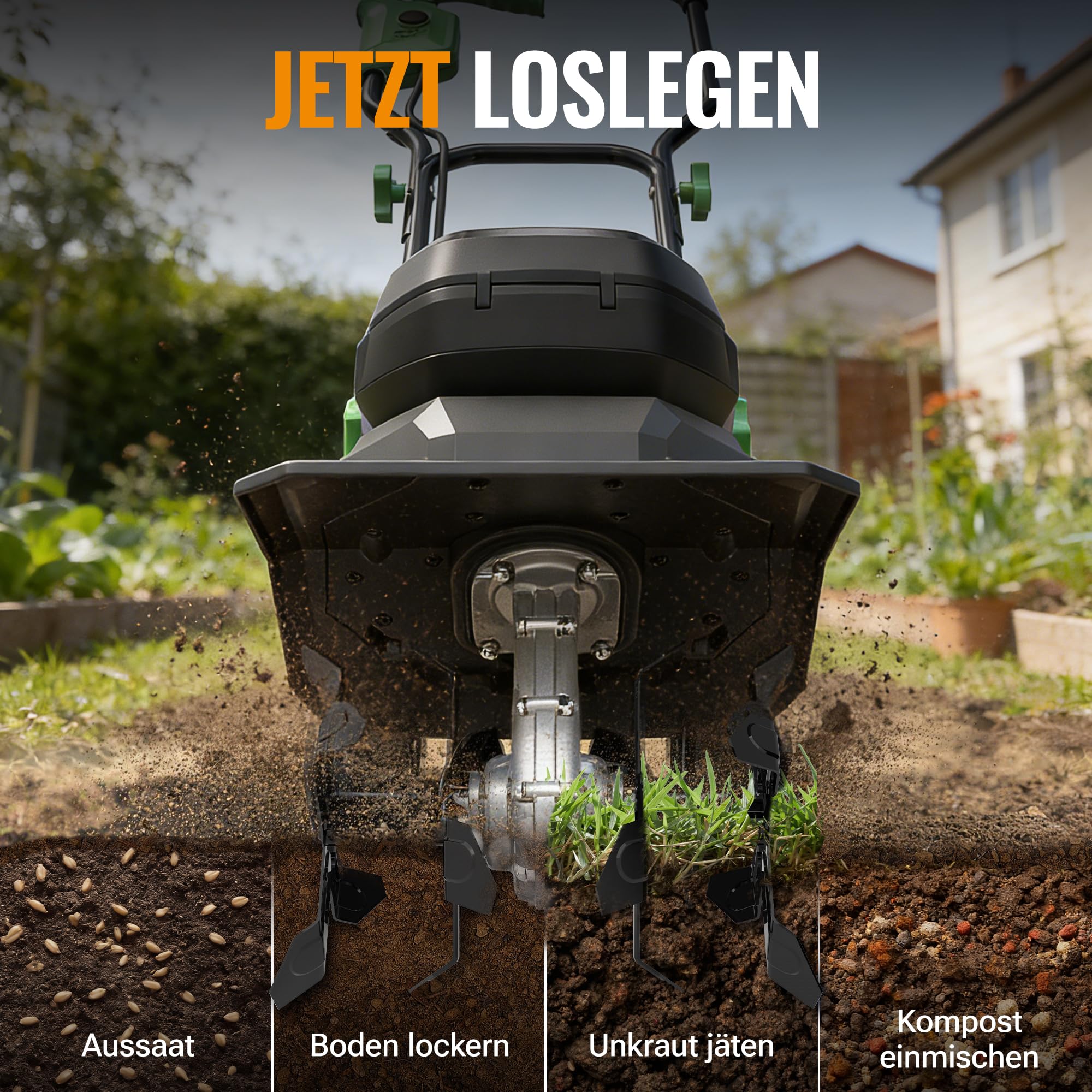 WORKPROX 40V Akku Gartenfräse, Motorhacke mit 2×4,0Ah Akku, Kabellos & Ölfrei, 30 cm Fräsbreite & 20 cm Arbeitstiefe, 4-Fach verstellbare Räder, Klappbarer Griff, Bodenfräse für Garten & Beet
