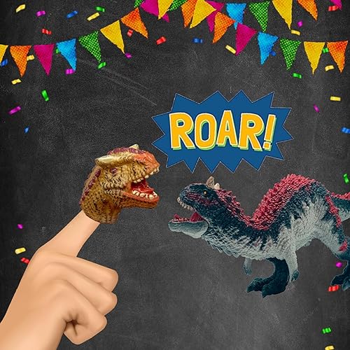 Miniatura 9 de Gemini&Genius Marionetas de mano de dinosaurio para dedos, juguetes realistas de dinosaurio, marioneta de dedo de dinosaurio, grandes juguetes o