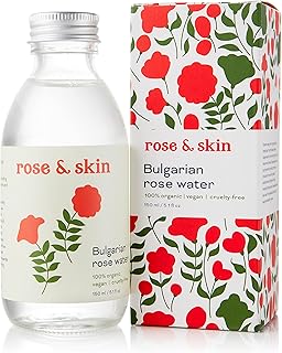 Rose & Skin Rejuvenating Organic Rose Water - Rejuvenating, Cooling and Hydrating Skin Cleanser & Toner - Made in the UK Using 100% Organic Rose Hydrolat (150ml/5.1fl oz)