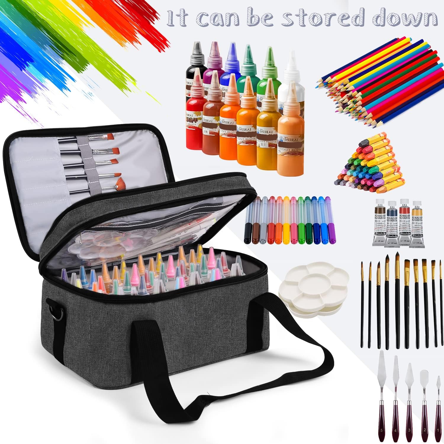 Paint Organizer Paint Brush Holder Acrylic Paint Storage Art & Craft Supply Storage Paint Bottle Organizer Professional Storage Display Organizer for Paintbrushes And Paint Tubes
