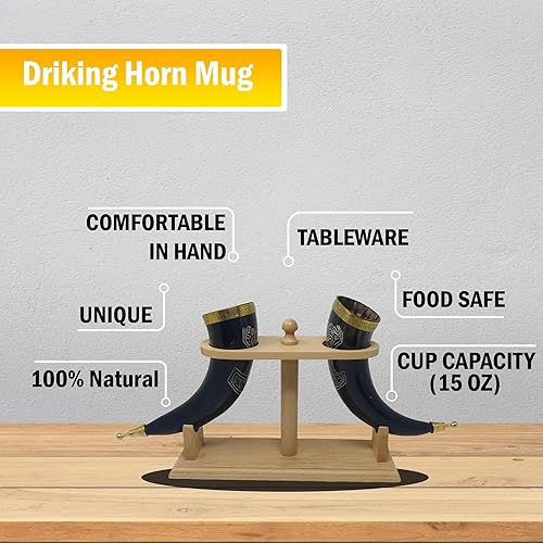 Miniatura 9 de Cuerno de buey vikingo para beber  Jarra  Taza  Taza  Taza para cerveza, aguamiel, vino, vaso de chupito, abridor de botellas  100% libre de fugas