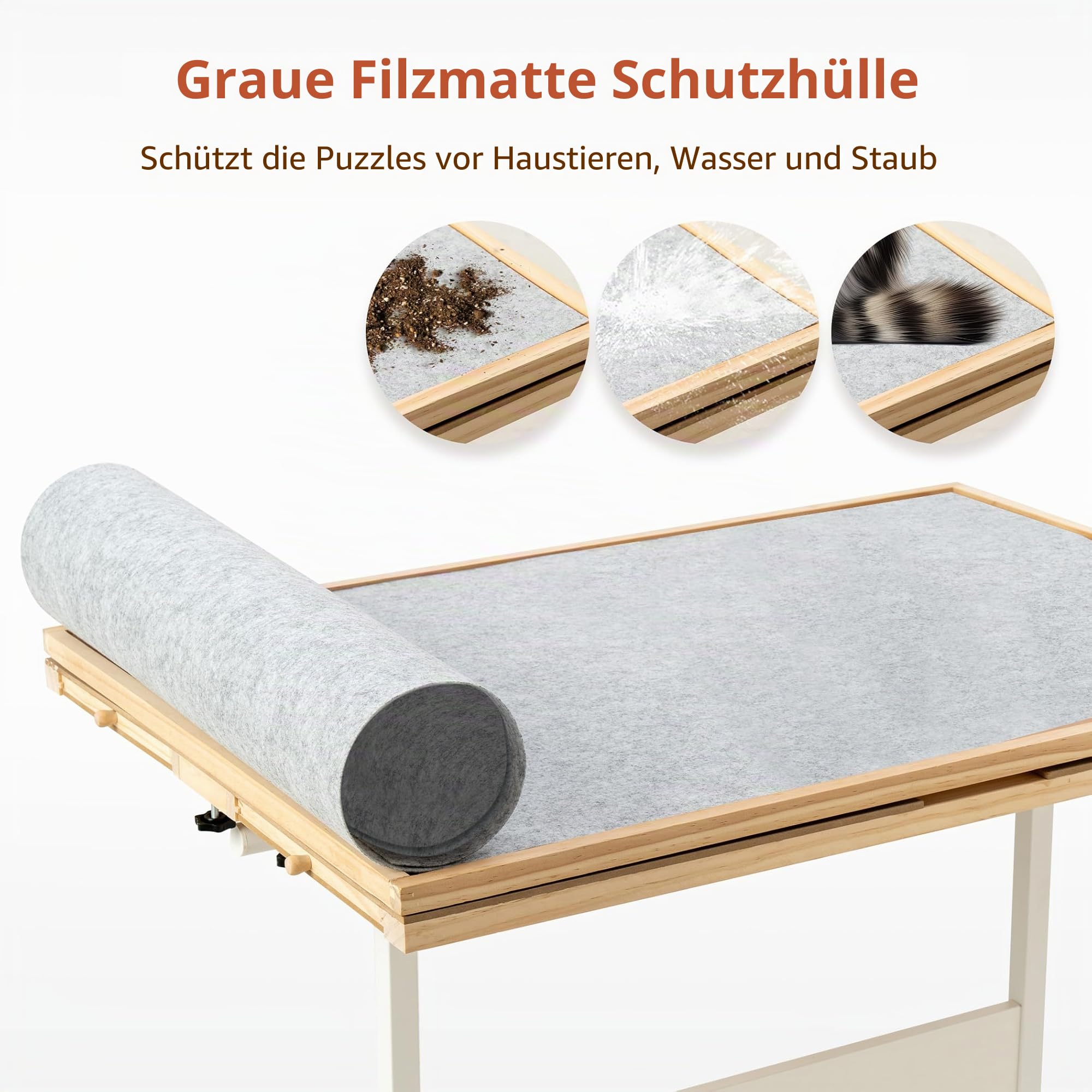 Becko US 1500 Teile Kippbarer & Drehbarer Puzzletisch mit Schubladen & Abdeckung, Faltbares & Tragbares Puzzlebrett mit Neigungs- und Höhenverstellung, leicht zu bewegen, für 1500 Teile Puzzle