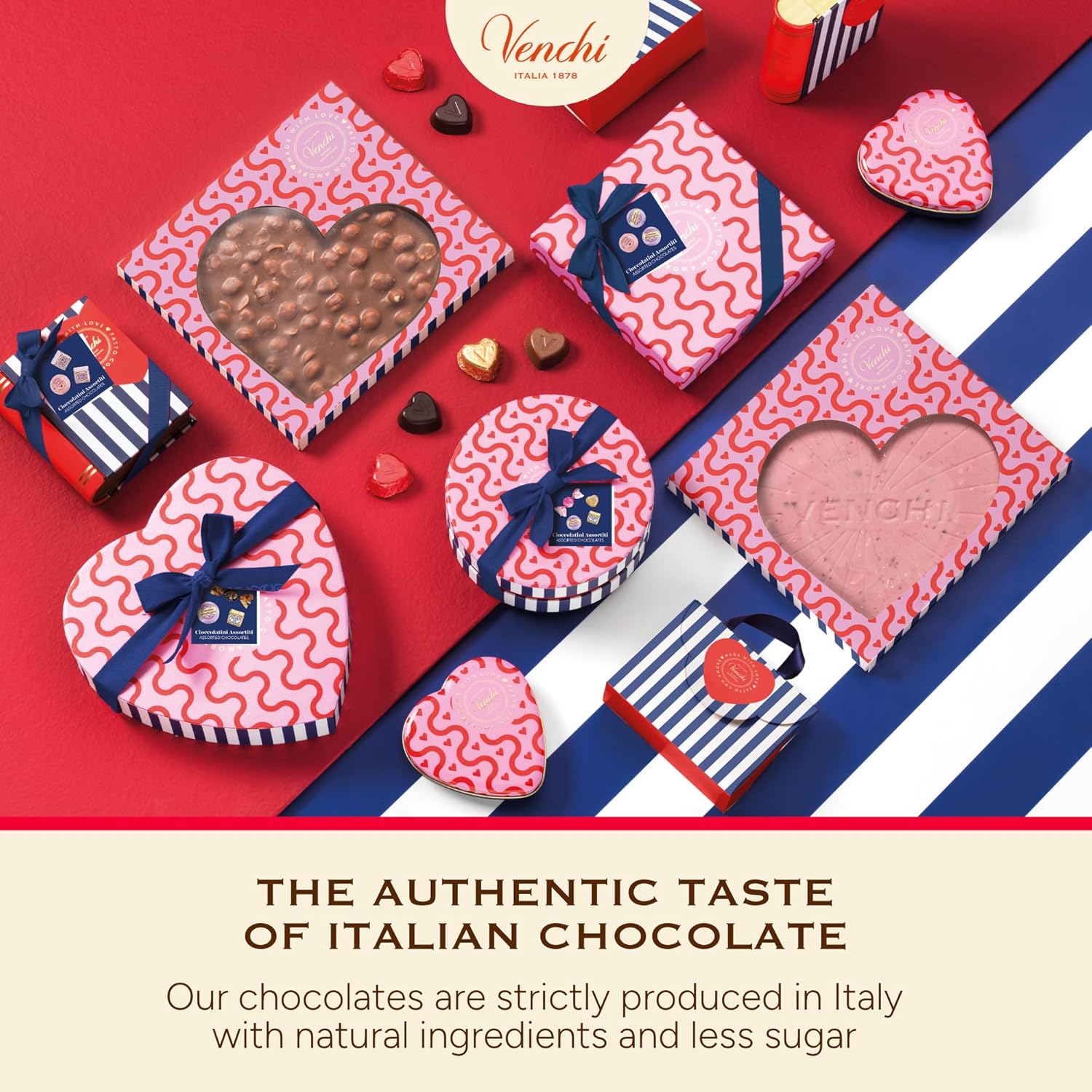 Venchi - Giftbox with 9 Milk Chocolate BacioDiDama and Caramel Pannacotta Pralines, 5.5 Oz, Gluten-Free, No Artificial Colours and Preservatives, Mother's Day Gift Idea