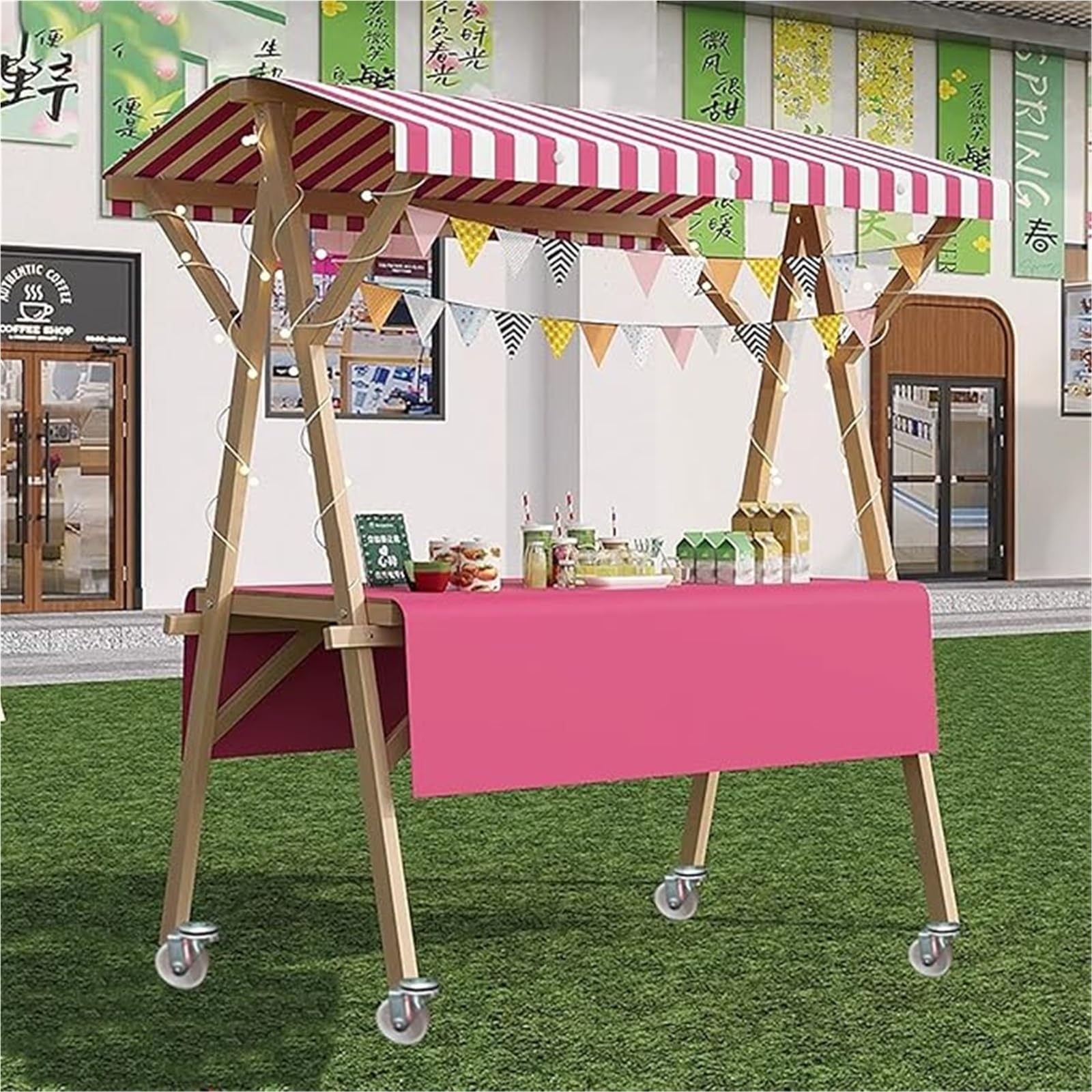 Food trucks y negocios ambulantes: carrito portátil con toldo