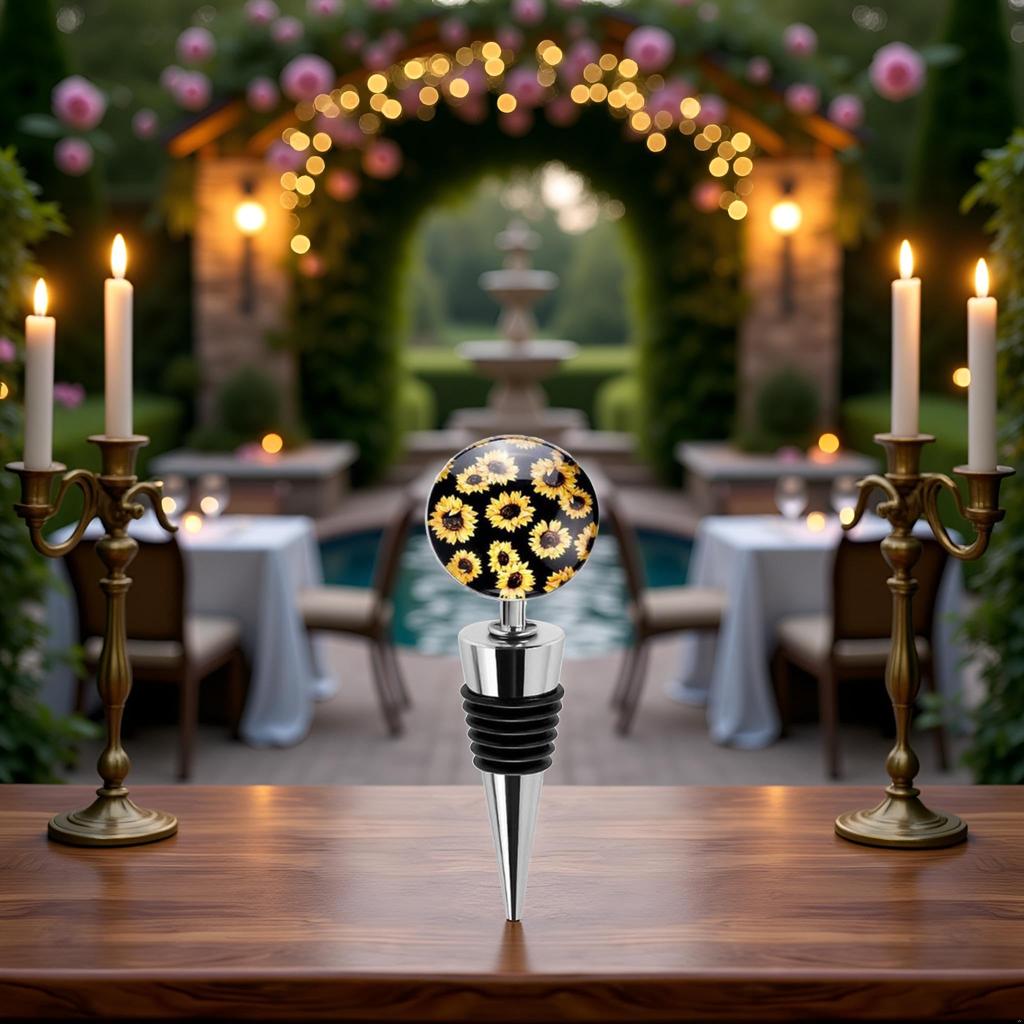 Tapones decorativos de girasol para botella de vino, tapón para botella de vino con hermoso vaso artístico, tapones para botellas de bebidas para regalos, bares, fiestas de vacaciones, bodas, tapones 6
