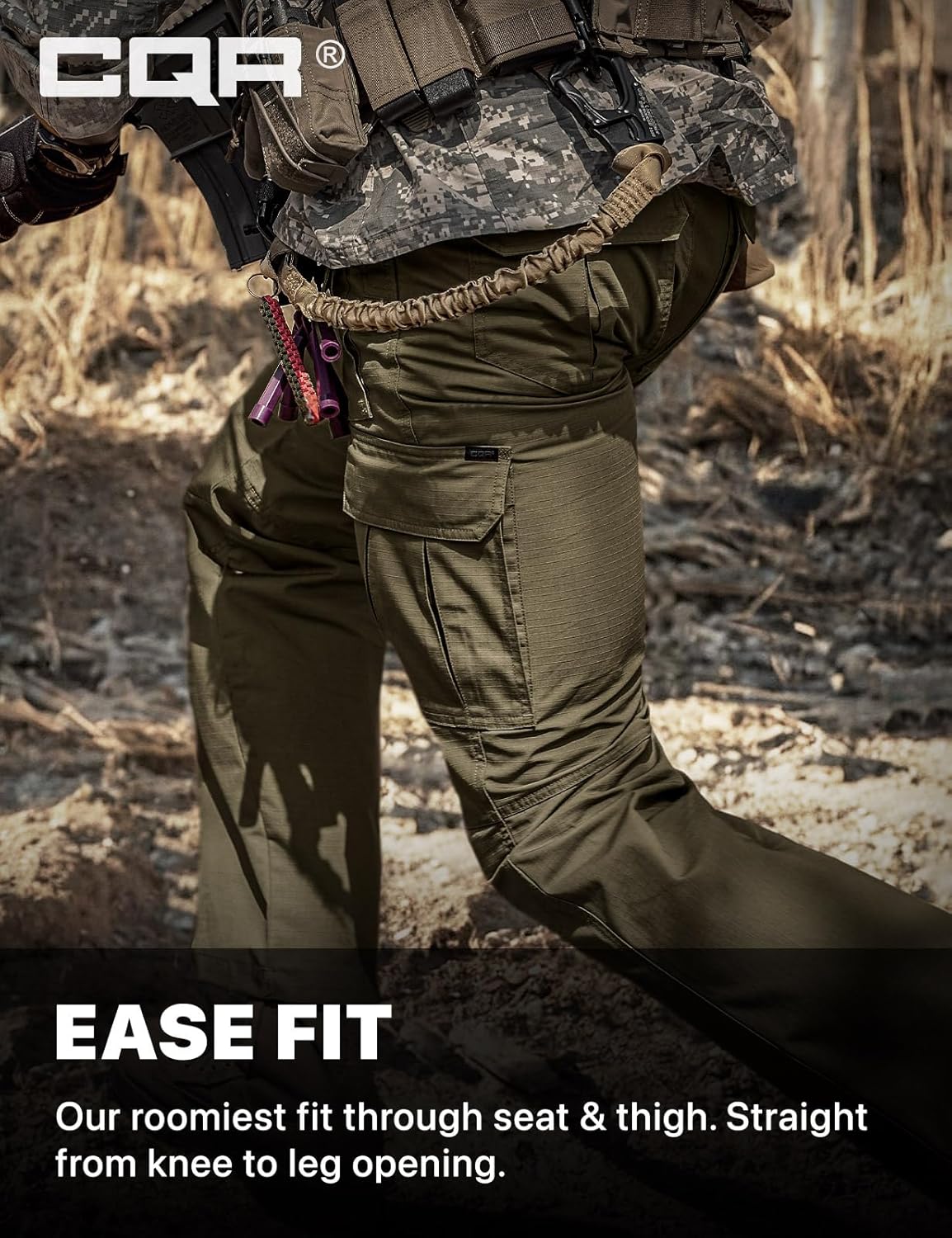 CQR Men's Tactical Pants, Water Resistant Ripstop Cargo Pants, Lightweight EDC Work Hiking Pants, Outdoor Apparel thumbnail