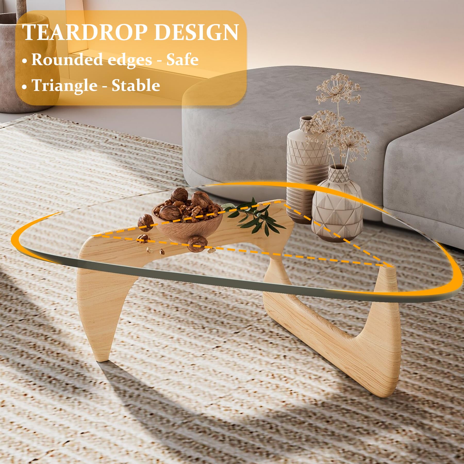 Glass Top Table ミットセンチュリー Amazon.com: Triangle Glass Coffee Table-Mid-Century Modern