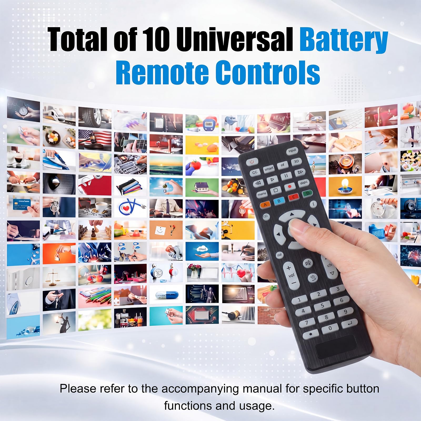 Confezione da 10 telecomandi universali retroilluminati per TV, compatibili con tutte le Smart TV, LED, LCD, HDTV serie 3D, per motel, hotel, casa di cura